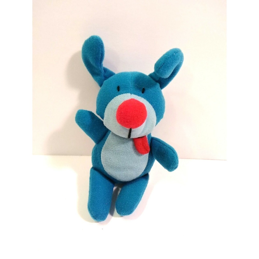 Hardee's Kidco Plush Blue Puppy Dog Red Nose Truman 3/2/00 2000 Bean Bag Toy 6"